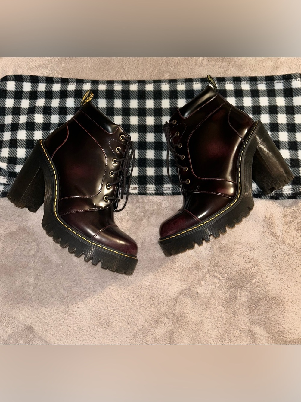 Dr. Martens Cherry Red Arcadia Averil Boots Women’s size 7